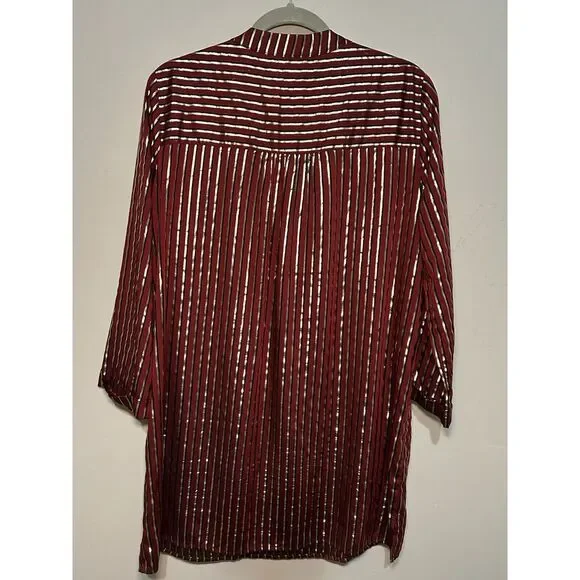 Show Me Your Mumu Maribelle Burgundy Red Gold‎ Stripe Shirt Dress SZ M $170 - Picture 6 of 8